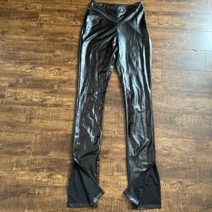 Black satin flare cut out leg dress pants brand new with zipper inclosure